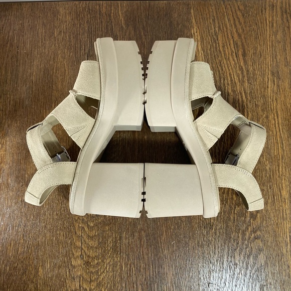 New UGG New Heights Platform T-Strap Sandal in Mustard Seed Women’s Size 9 - Picture 7 of 11